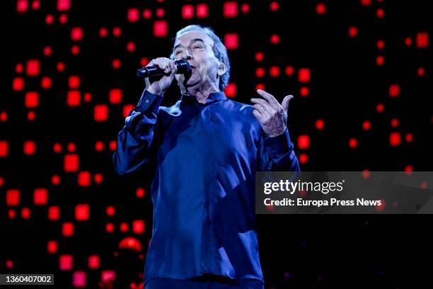 The singer Jose Luis Perales during a concert at the Wizink Center, on 21 December, 2021 in Madrid, Spain. Jose Luis Perales offers his last two...