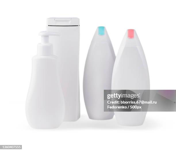 close up of a white bottles on white background - shampoo bottle white background stock pictures, royalty-free photos & images