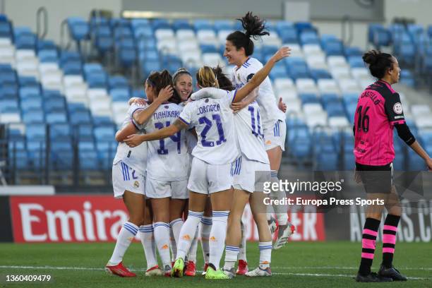 Nahikari Garcia of Real Madrid celebrates a goal during the Spanish Women’s League, Liga Iberdrola, football match played between Real Madrid and...