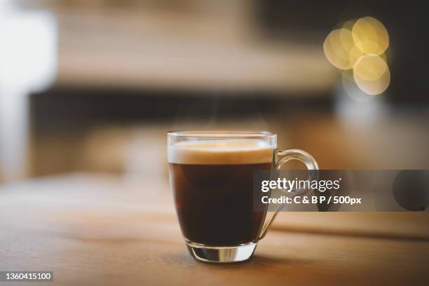 Closeup Of Coffee Cup On Table Linz Austria, Foto de stock