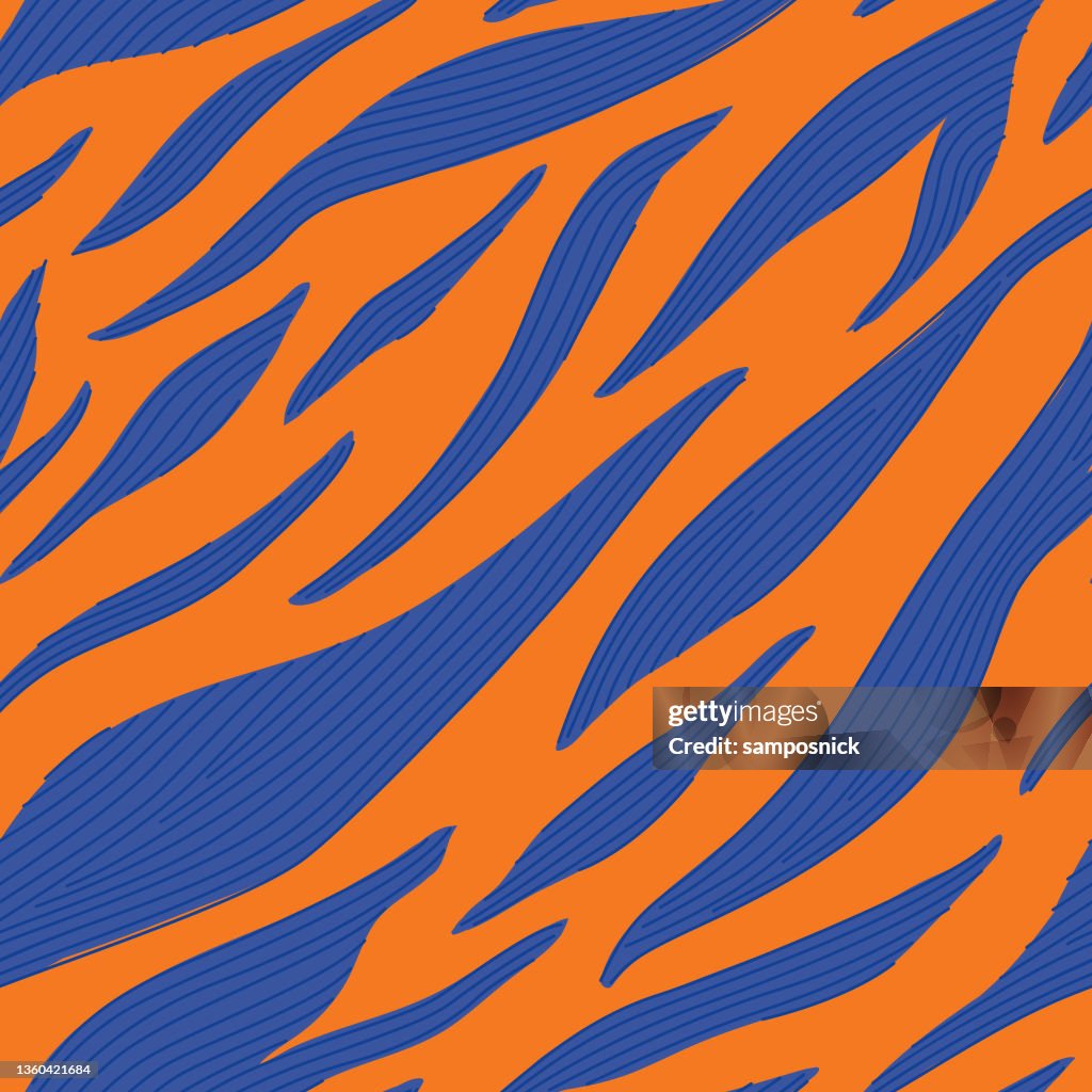 Maximalist 90s Tiger or Zebra Print Seamless Pattern
