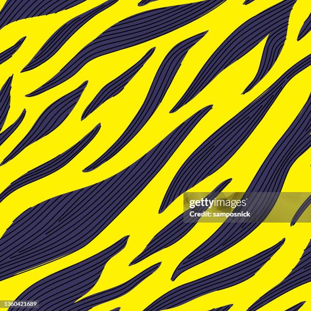 stockillustraties, clipart, cartoons en iconen met maximalist 90s tiger or zebra print seamless pattern - 80s patterns