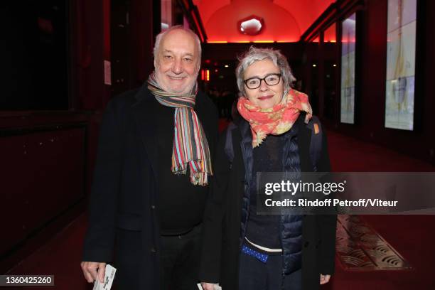 François Berléand and his wife Alexia Stresi attend the "Laurent Gerra sans Moderation" Show at L'Olympia on December 21, 2021 in Paris, France.