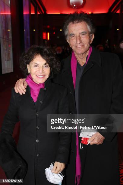 Jack lang and his wife Monique Lang attend the "Laurent Gerra sans Moderation" Show at L'Olympia on December 21, 2021 in Paris, France.
