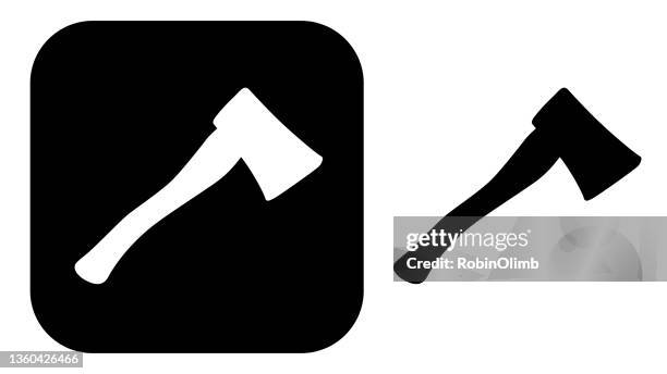 black and white axe icon - axe stock illustrations