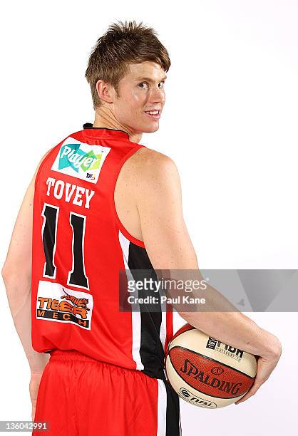 Cameron Tovey poses during a Perth Wildcats NBL portrait session at the WA Basketball Centre on December 21, 2011 in Perth, Australia.