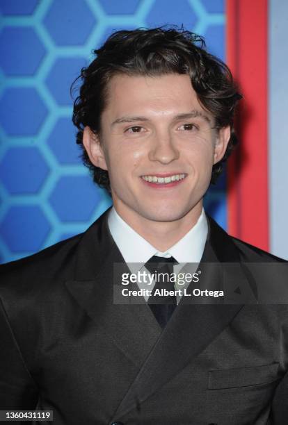 Tom Holland attends Sony Pictures' "Spider-Man: No Way Home" Los Angeles Premiere held at The Regency Village Theatre on December 13, 2021 in Los...