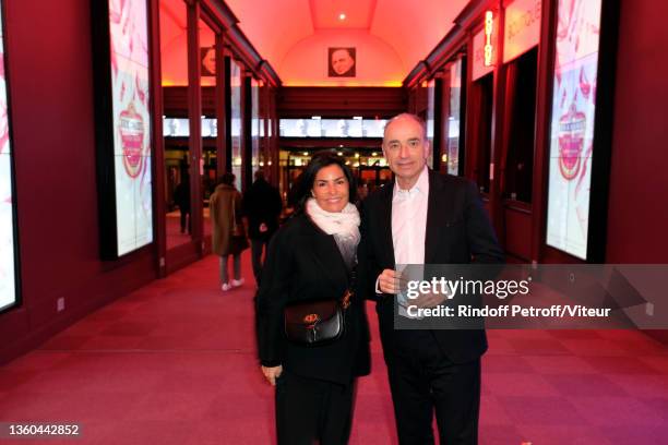 Nadia Copé and Jean-Francois Copé attend Laurent Gerra "Sans Moderation-Nouvelle Cuvée" Show at L'Olympia on December 22, 2021 in Paris, France.