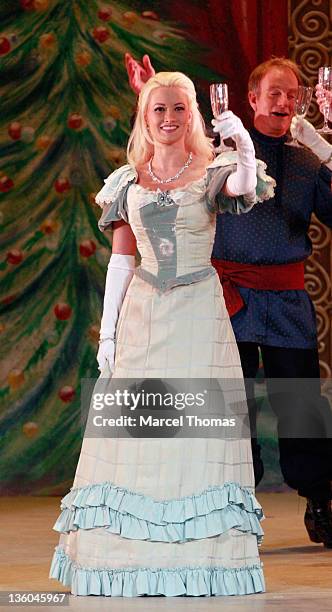 Holly Madison and Jaime Gallagher perform in the Nevada Ballet Theatre presentatation of "The Nutcracker" at Paris Las Vegas on December 17, 2011 in...