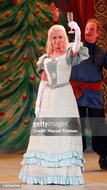 Holly Madison and Jaime Gallagher perform in the Nevada Ballet Theatre presentatation of "The Nutcracker" at Paris Las Vegas on December 17, 2011 in...