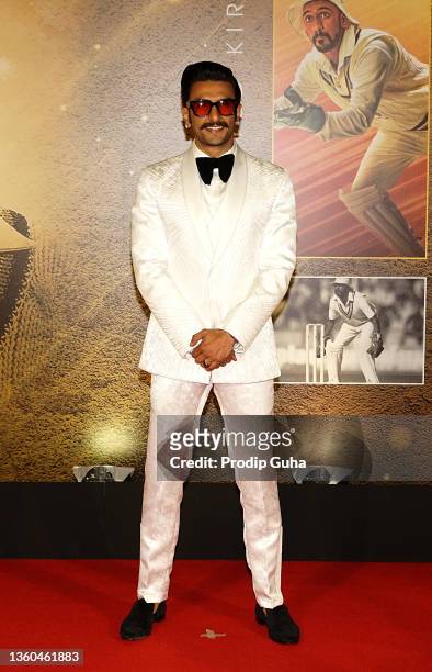 Ranveer Singh attends the premiere of "83" on December 22, 2021 in Mumbai, India.