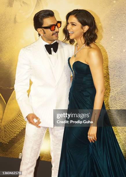 Ranveer Singh and Deepika Padukone attend the premiere of "83" on December 22, 2021 in Mumbai, India.