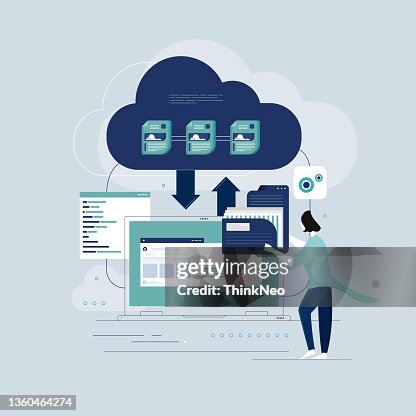 Uploading big data on cloud server, securing data concept Uploading big data on cloud server, securing data concept