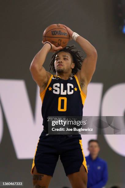 Carsen Edwards of the Salt Lake City Stars takes the shot against the Lakeland Magic during the NBA G League Winter Showcase at the Mandalay Bay...