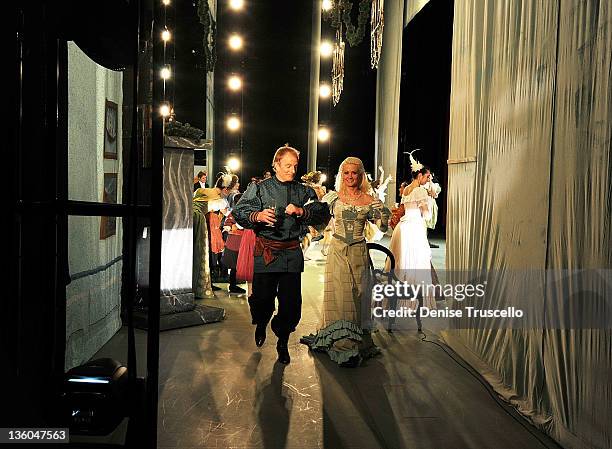 Jaime Gallagher and Holly Madison backstage after Holly Madison'sJaime Gallagher appearance in Nevada Ballet Theatre's The Nutcracker performance at...