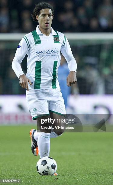 Virgil van Dijk of FC Groningen. During the Dutch Eredivisie match between FC Groningen and FC Utrecht at the Euroborg stadium on December 17, 2011...