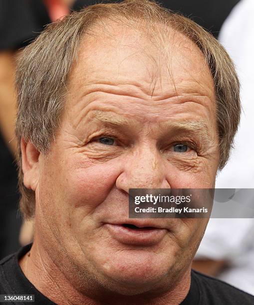 Former Rugby League player Tommy Raudonikis during the Memorial for former Rugby League player Arthur Beetson at Suncorp Stadium on December 18, 2011...