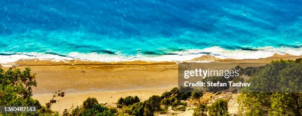 lefkada seascape view of egremni - egremni beach stock pictures, royalty-free photos & images