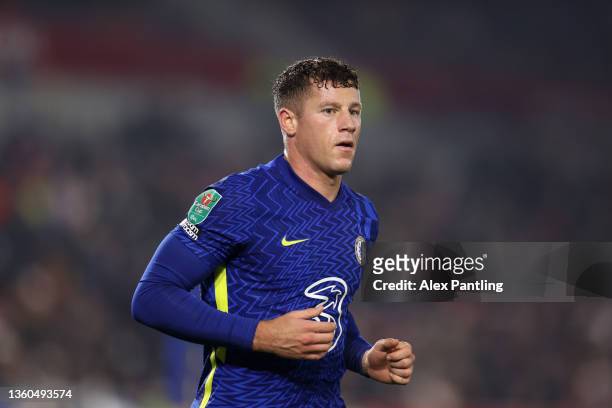 Ross Barkley of Chelsea during the Carabao Cup Quarter Final match between Brentford and Chelsea at Brentford Community Stadium on December 22, 2021...