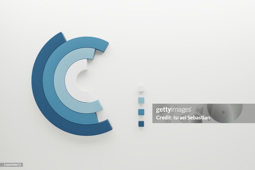 Top view of a ring-shaped financial chart in gradient blue on a white background.