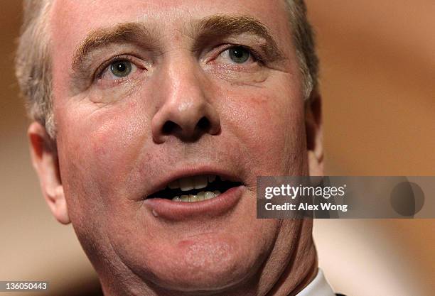 Rep. Chris Van Hollen speaks to the media December 21, 2011 on Capitol Hill in Washington, DC. The House Democratic leaders responded to the...