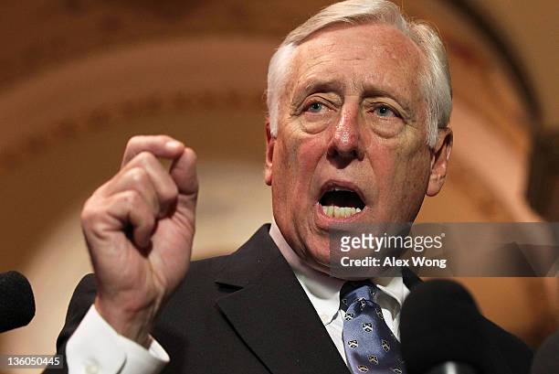 House Minority Whip Rep. Steny Hoyer speaks to the media December 21, 2011 on Capitol Hill in Washington, DC. The House Democratic leaders responded...