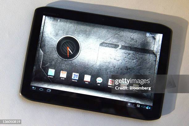 Motorola Mobility Holdings Inc. Droid Xyboard tablet computer is arranged for a photograph in San Francisco, California, U.S., on Tuesday, Dec. 20,...