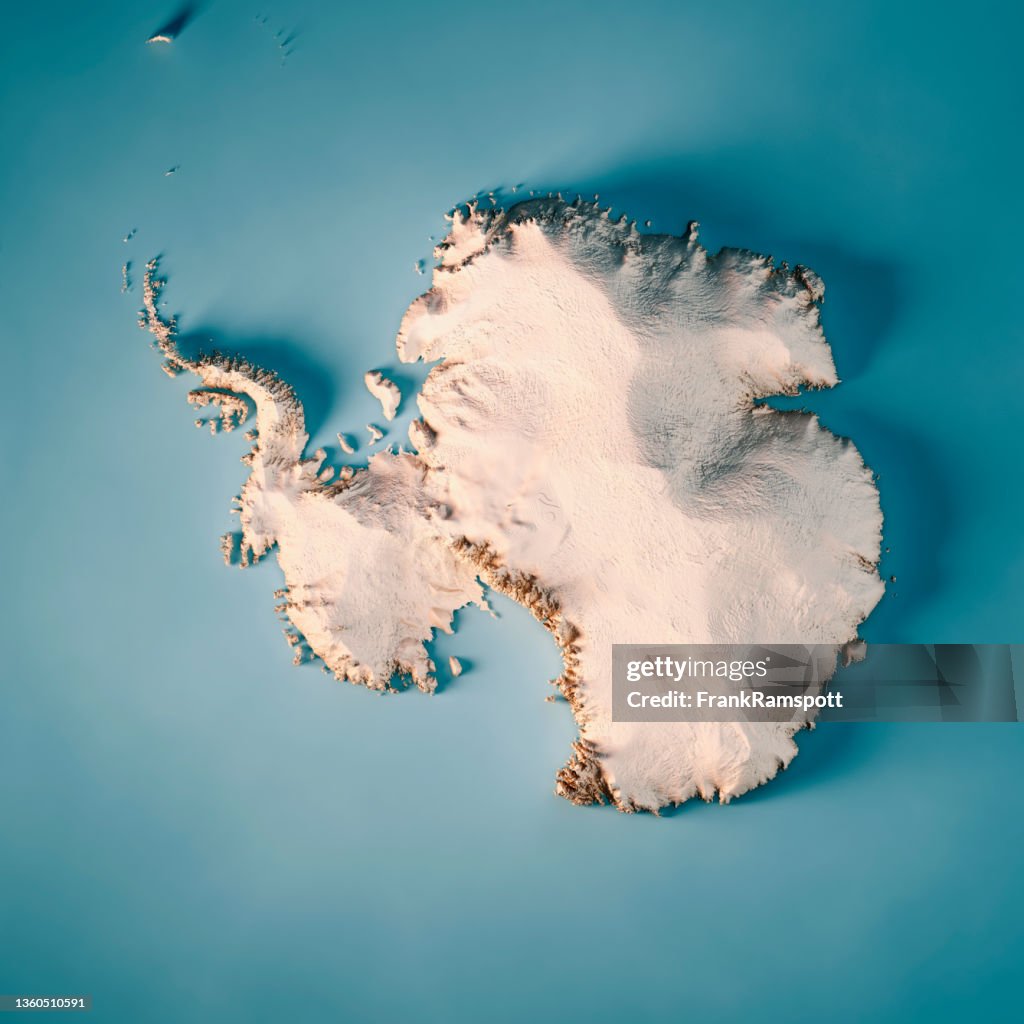 Antarctica 3D Render Topographic Map Neutral