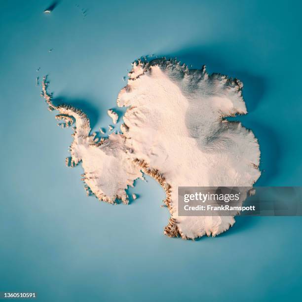 antarctica 3d render topographic map neutral - antarctica stock pictures, royalty-free photos & images