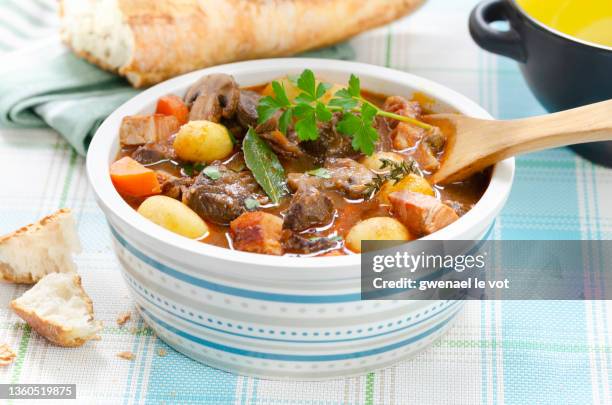 homemade beef burgundy stew - crock pot stock pictures, royalty-free photos & images