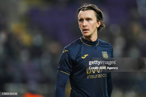 Mats Kristoffer Olsson of RSC Anderlecht looks on during the Jupiler Pro League match between RSC Anderlecht and Sint-Truidense VV at Lotto Park on...