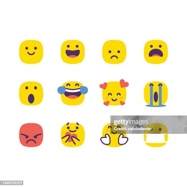 stockillustraties, clipart, cartoons en iconen met emoticons cute colorful essential pack - anthropomorphic face