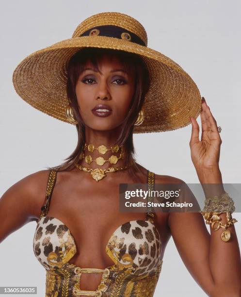 Portrait of Somali-born American fashion model Iman , Los Angeles, California, 1993.