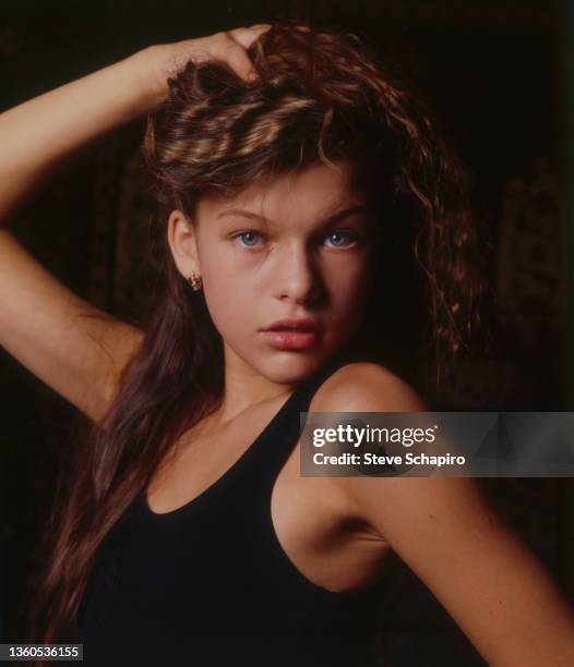 Portrait of teenaged Ukrainian actress and supermodel Milla Jovovich, Los Angeles, California, 1988.