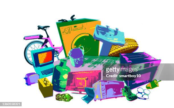 fly tipping or garbage dump - styrofoam container stock illustrations