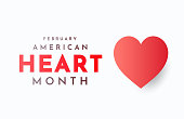 American Heart Month, February. Vector
