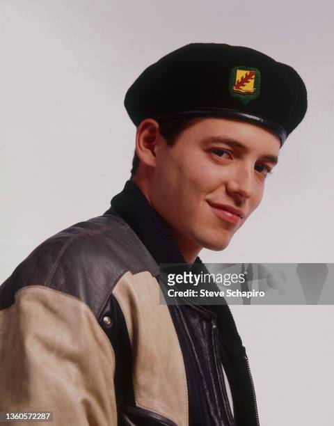 Promotional portrait of American actor Matthew Broderick in costume for the film 'Ferris Bueller's Day Off' , Los Angeles, California, 1986.