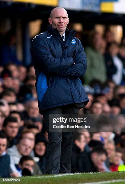 Portsmouth manager Michael Appleton looks on during the npower Championship match between Portsmouth and Southampton at Fratton Park on December 18,...