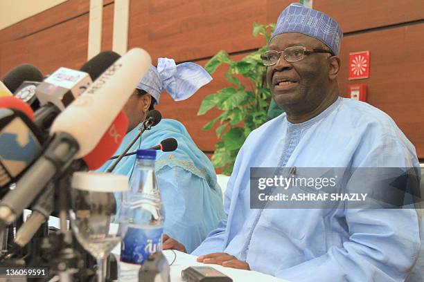 Special representative of the joint UN-African Union peacekeeping mission Ibrahim Gambari attends the inaugural meeting of the joint committee of the...