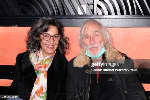 Actor Pierre Richard and his wife Ceyla Lacerda attend the Laurent Gerra "Sans Moderation-Nouvelle Cuvée" show at L'Olympia on December 23, 2021 in...