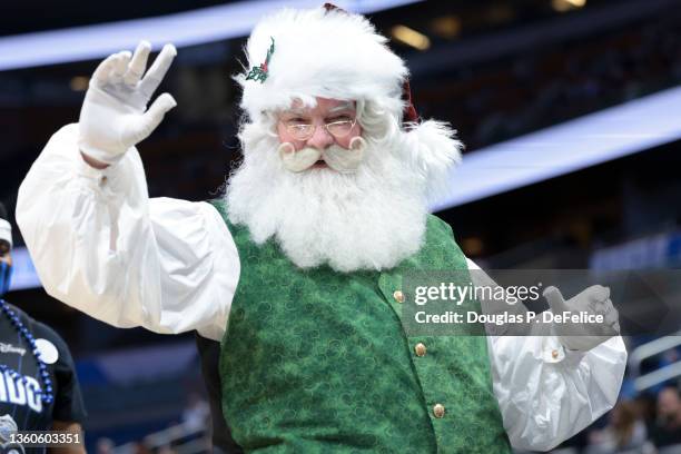 Santa Clause looks on prior to the game between the Orlando Magic and the New Orleans Pelicans at Amway Center on December 23, 2021 in Orlando,...