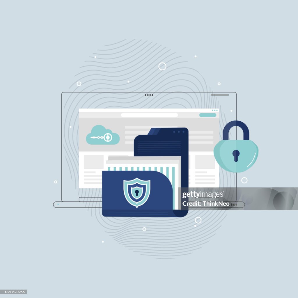Data protection vector concept, File folder security document and data safety illustration
