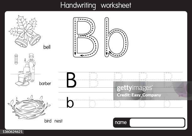 illustrazioni stock, clip art, cartoni animati e icone di tendenza di illustrazione vettoriale in bianco e nero di con la lettera dell'alfabeto b maiuscola o lettera maiuscola per la pratica di apprendimento dei bambini abc - nest egg modo di dire inglese