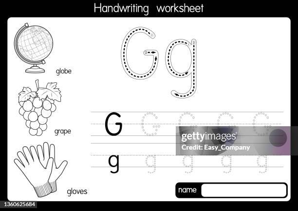 black and white vector illustration of  with alphabet letter g upper case or capital letter for children learning practice abc - operating gown 幅插畫檔、美工圖案、卡通及圖標