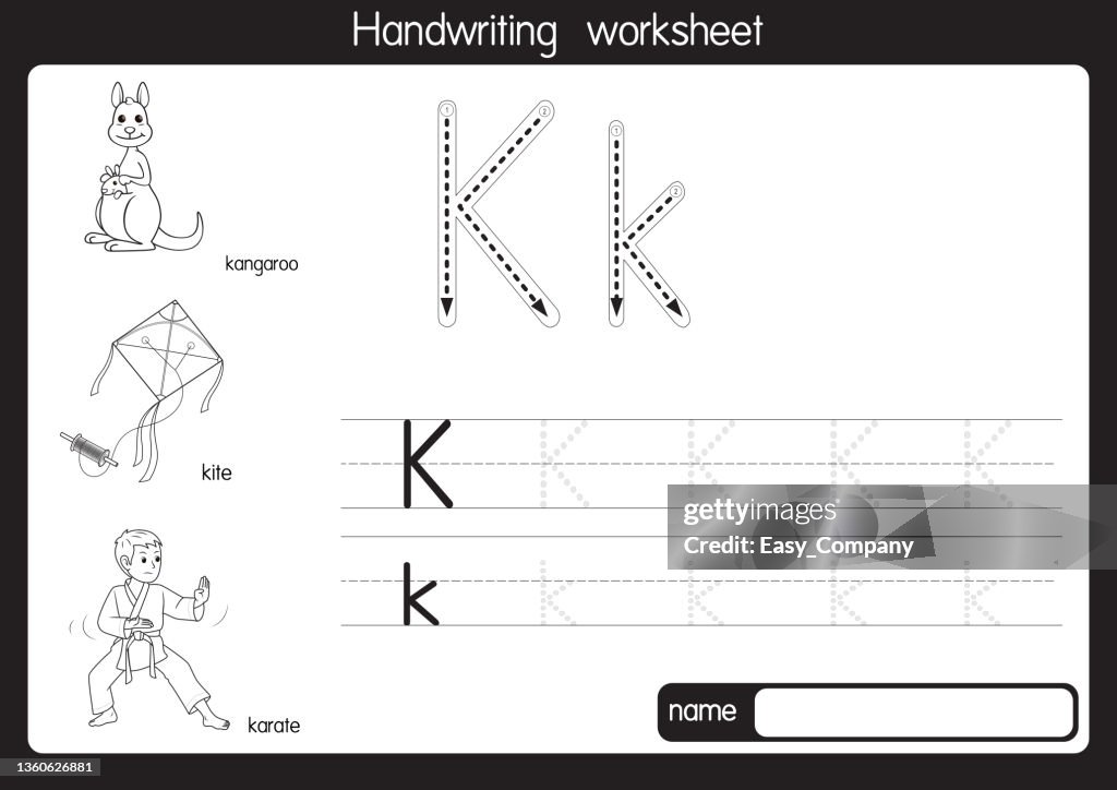 Vector illustration of Mango with alphabet letter K Upper case or capital letter for children learning practice ABC