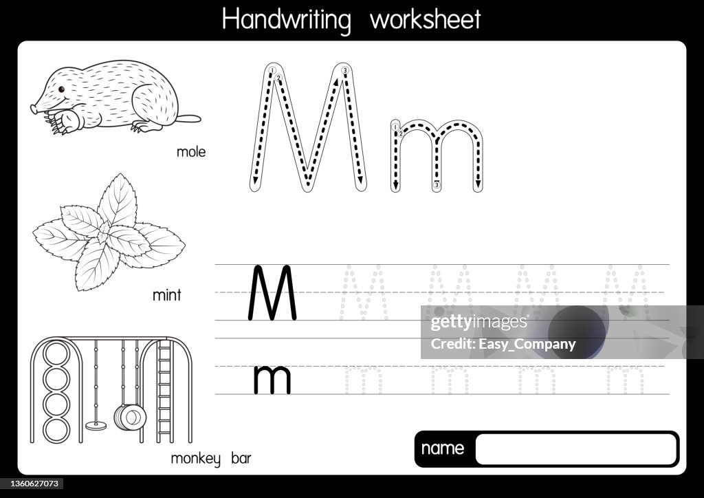 Vector illustration of Mountain with alphabet letter M Upper case or capital letter for children learning practice ABC