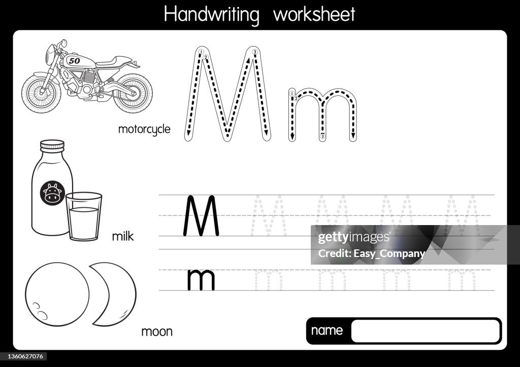 Vector illustration of Mountain with alphabet letter M Upper case or capital letter for children learning practice ABC
