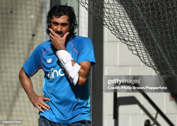 Haseeb Hameed of England looks on during an England Ashes squad nets session ahead of Sunday's Third Test match against Australia at Melbourne...