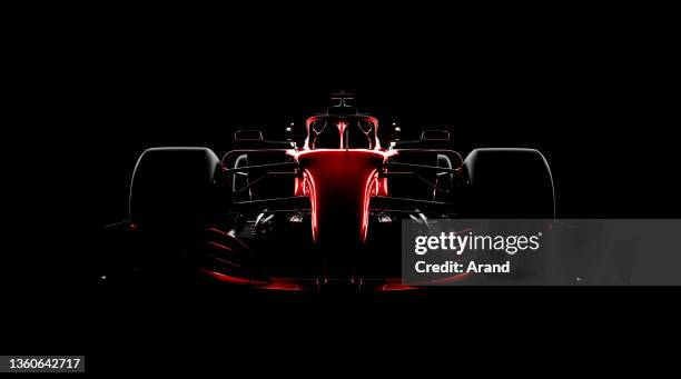 generic racecar (racing car) prototype, photorealistic render, silhouette on black - wiel stockfoto's en -beelden