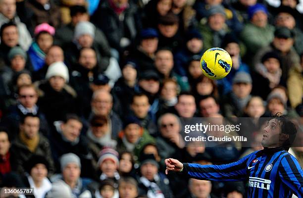 Diego Milito of FC Inter Milan during the Serie A match between AC Cesena and FC Internazionale Milano at Dino Manuzzi Stadium on December 18, 2011...